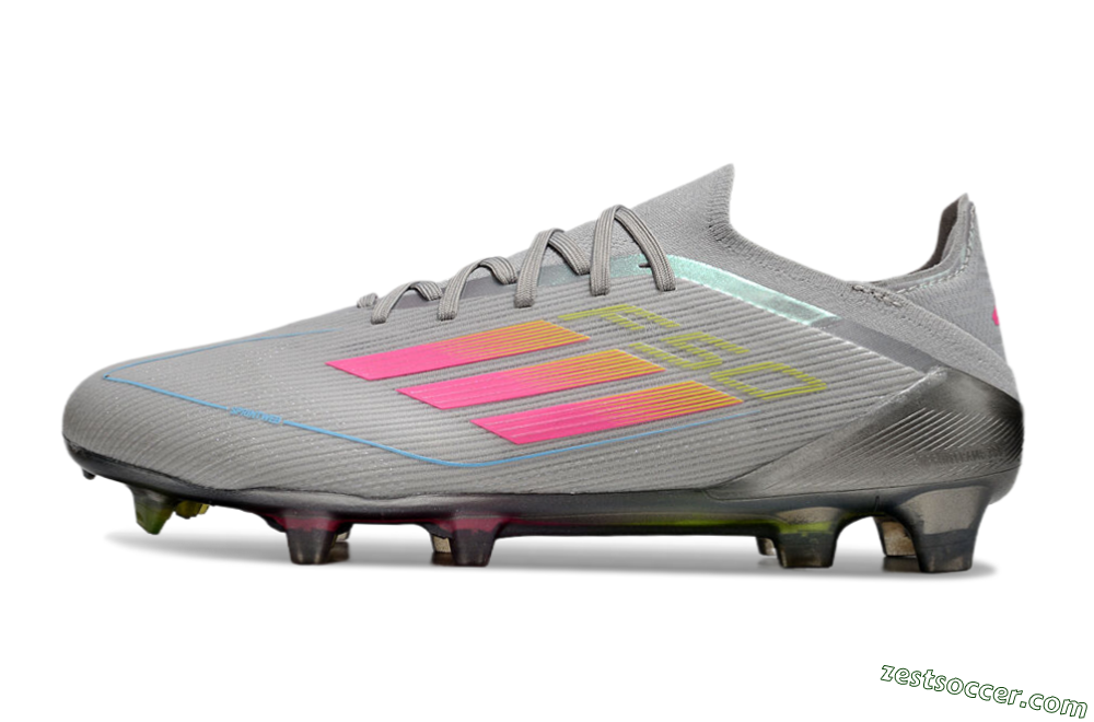 Adidas F50 Elite FG Low-Tops Soccer Cleats - Grey/Pink/Yellow 2