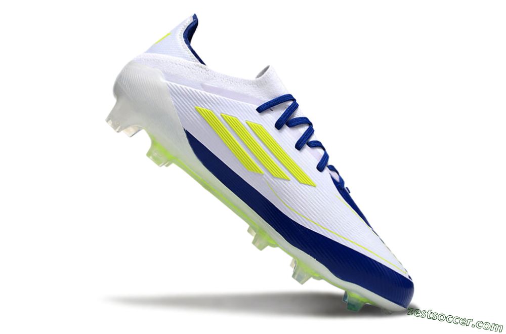 Messi x Adidas F50 Elite FG Low-Tops Soccer Cleats - White/Blue/Yellow 4