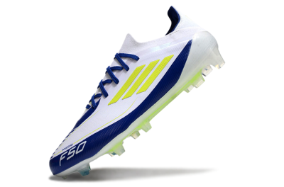 Messi x Adidas F50 Elite FG Low-Tops Soccer Cleats - White/Blue/Yellow