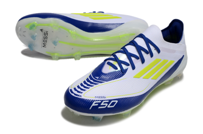 Messi x Adidas F50 Elite FG Low-Tops Soccer Cleats - White/Blue/Yellow