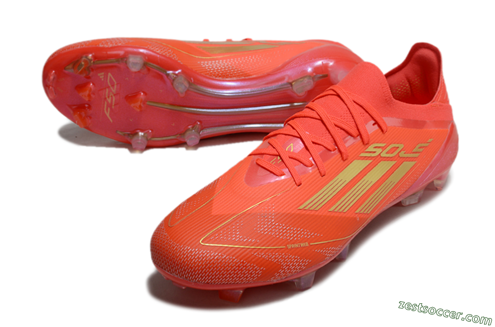 Adidas F50 Elite FG Low-Tops Soccer Cleats - Red/Gold 3
