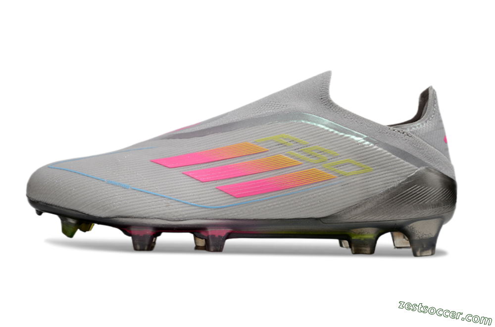Adidas F50 Elite Laceless FG Low-Tops Soccer Cleats - Grey/Pink/Yellow 2