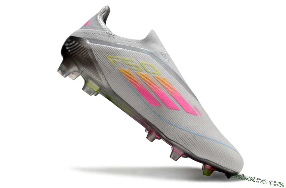 Adidas F50 Elite Laceless FG Low-Tops Soccer Cleats - Grey/Pink/Yellow 4