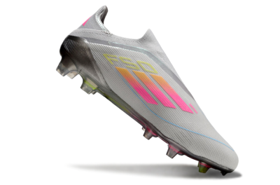 Adidas F50 Elite Laceless FG Low-Tops Soccer Cleats - Grey/Pink/Yellow