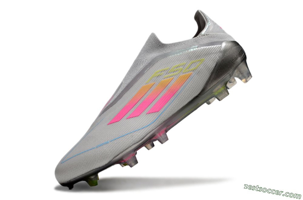 Adidas F50 Elite Laceless FG Low-Tops Soccer Cleats - Grey/Pink/Yellow 5