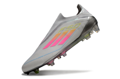 Adidas F50 Elite Laceless FG Low-Tops Soccer Cleats - Grey/Pink/Yellow