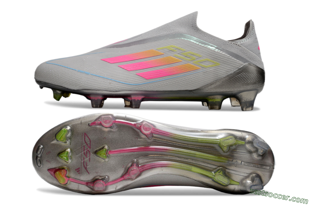 Adidas F50 Elite Laceless FG Low-Tops Soccer Cleats - Grey/Pink/Yellow 1