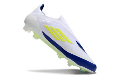 Messi x Adidas F50 Elite Laceless FG Low-Tops Soccer Cleats - White/Blue/Yellow