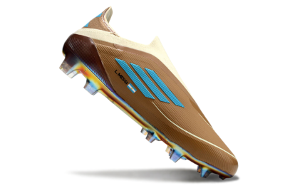 Messi x Adidas F50 Elite Laceless Benito FG Low-Tops Soccer Cleats - Brown/White/Blue