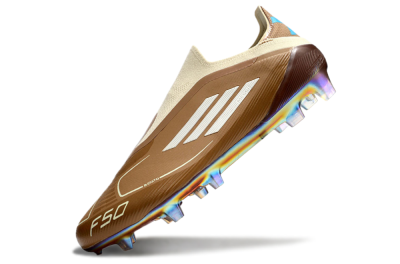 Messi x Adidas F50 Elite Laceless Benito FG Low-Tops Soccer Cleats - Brown/White/Blue