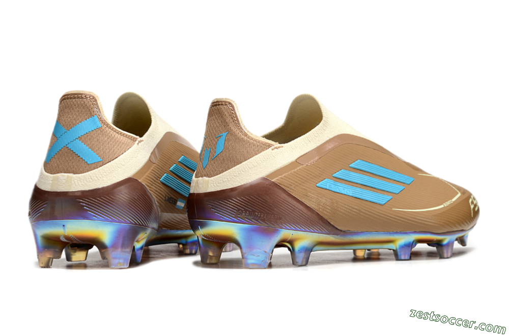 Messi x Adidas F50 Elite Laceless Benito FG Low-Tops Soccer Cleats - Brown/White/Blue 6