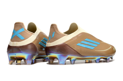 Messi x Adidas F50 Elite Laceless Benito FG Low-Tops Soccer Cleats - Brown/White/Blue