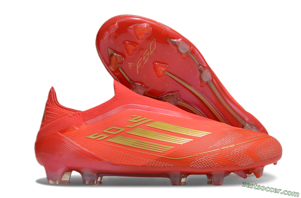 Adidas F50 Elite Laceless FG Low-Tops Soccer Cleats - Red/Gold 0