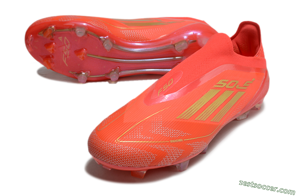 Adidas F50 Elite Laceless FG Low-Tops Soccer Cleats - Red/Gold 3