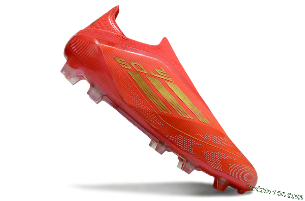 Adidas F50 Elite Laceless FG Low-Tops Soccer Cleats - Red/Gold 4