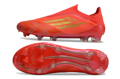 Adidas F50 Elite Laceless FG Low-Tops Soccer Cleats - Red/Gold