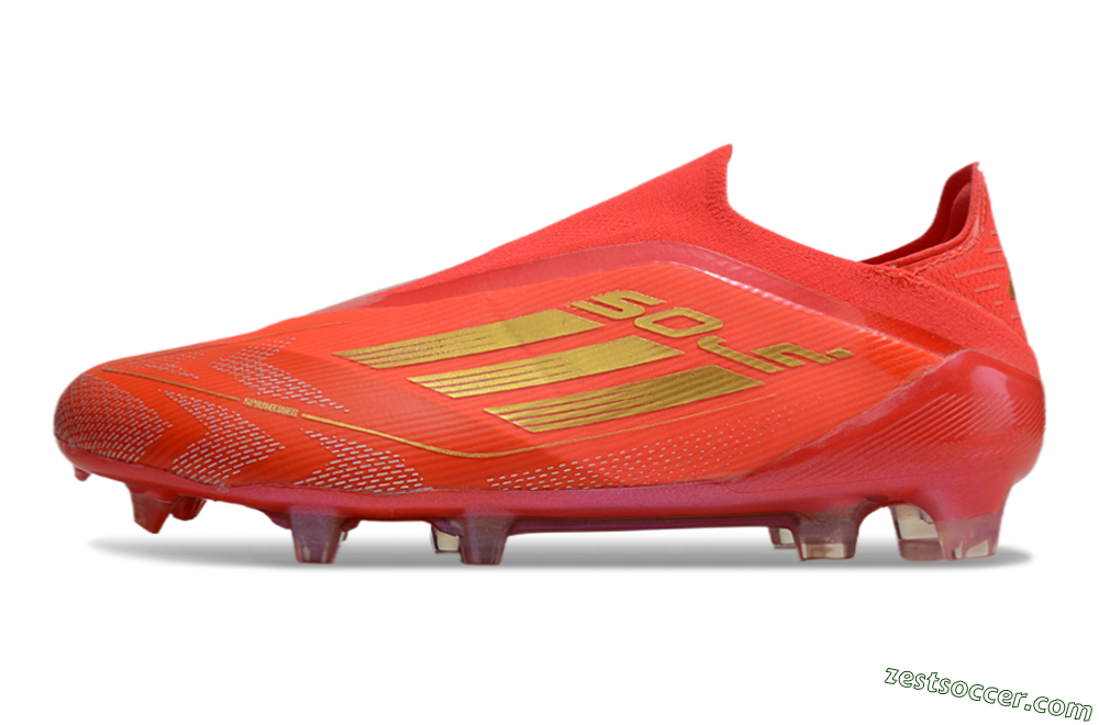 Adidas F50 Elite Laceless FG Low-Tops Soccer Cleats - Red/Gold 2