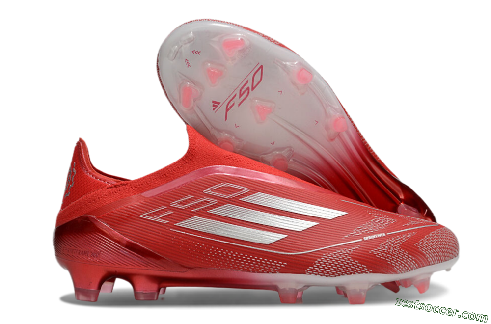 Adidas F50 Elite Laceless FG Low-Tops Soccer Cleats - Red/Silver 0
