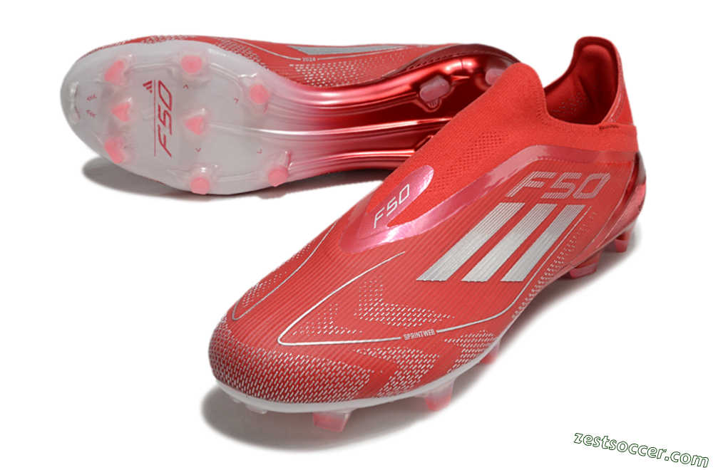 Adidas F50 Elite Laceless FG Low-Tops Soccer Cleats - Red/Silver 3