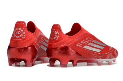 Adidas F50 Elite Laceless FG Low-Tops Soccer Cleats - Red/Silver