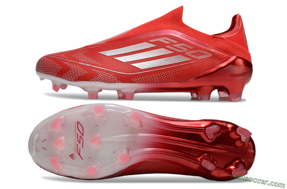 Adidas F50 Elite Laceless FG Low-Tops Soccer Cleats - Red/Silver 1