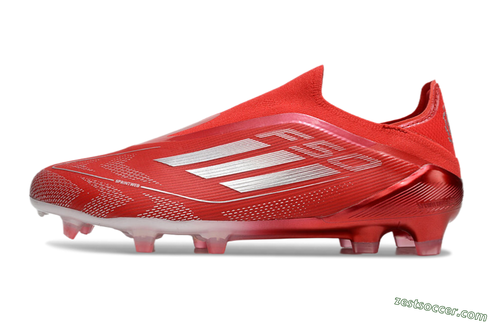 Adidas F50 Elite Laceless FG Low-Tops Soccer Cleats - Red/Silver 2