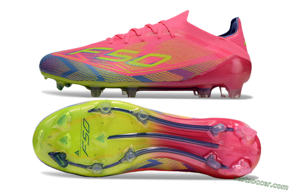 Adidas F50 Elite FG Low-Tops Soccer Cleats - Pink/Blue/Yellow 1