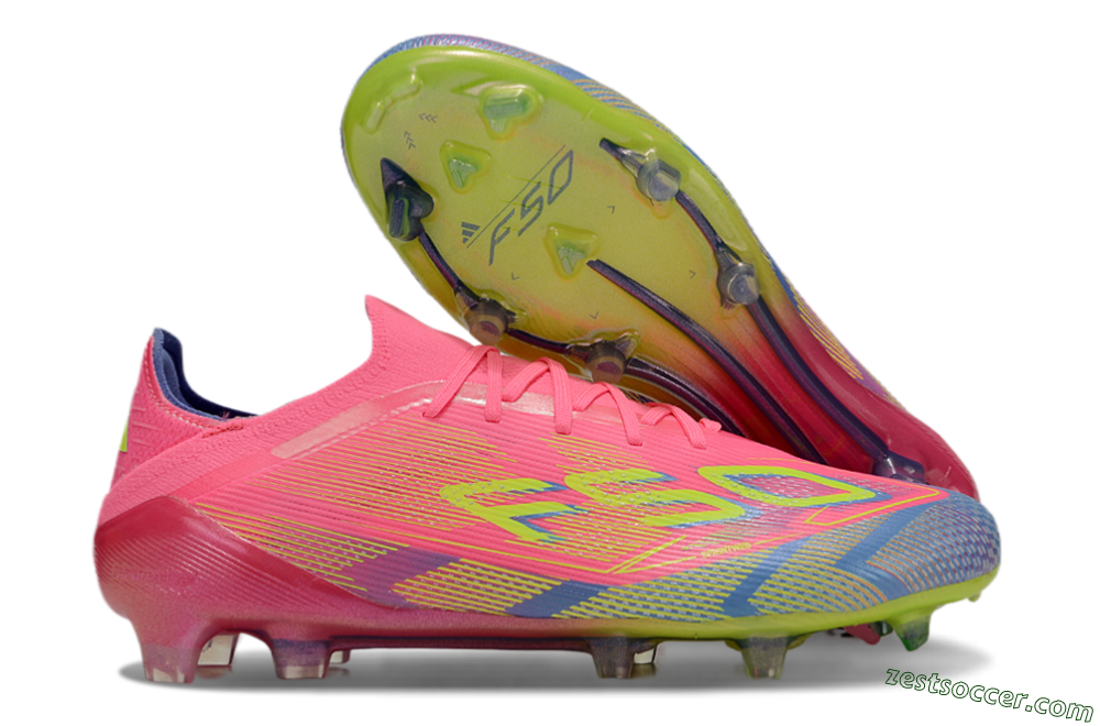 Adidas F50 Elite FG Low-Tops Soccer Cleats - Pink/Blue/Yellow 0