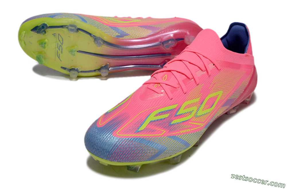Adidas F50 Elite FG Low-Tops Soccer Cleats - Pink/Blue/Yellow 3