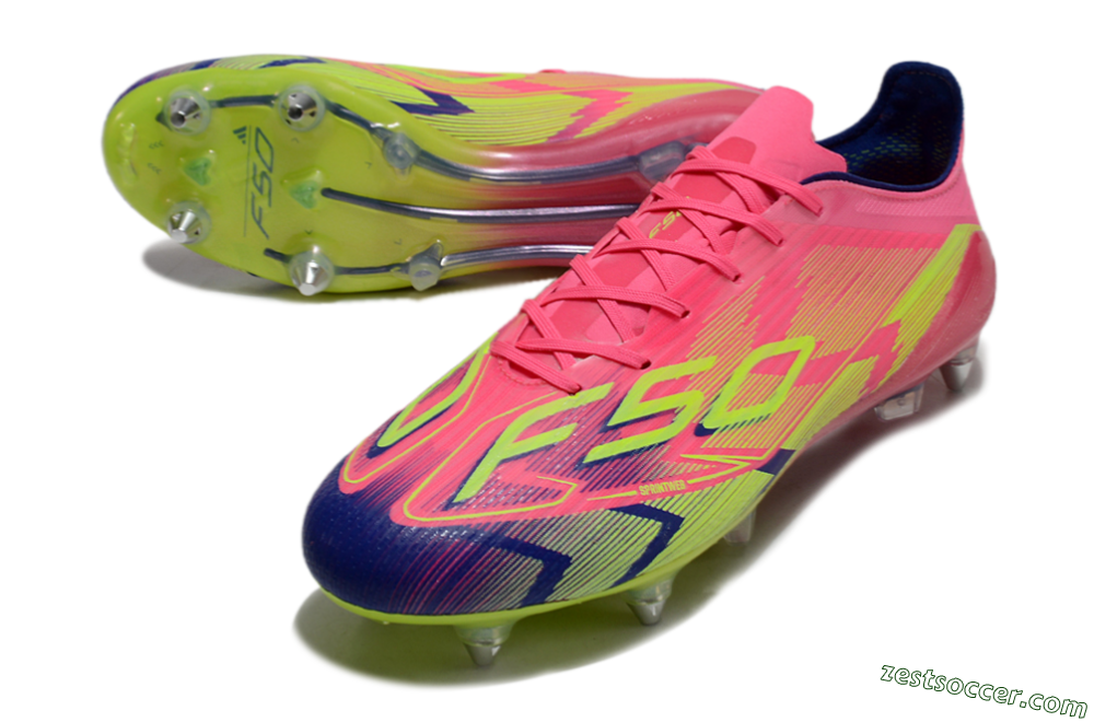 Adidas F50 Elite SG Low-Tops Soccer Cleats - Pink/Blue/Yellow 3