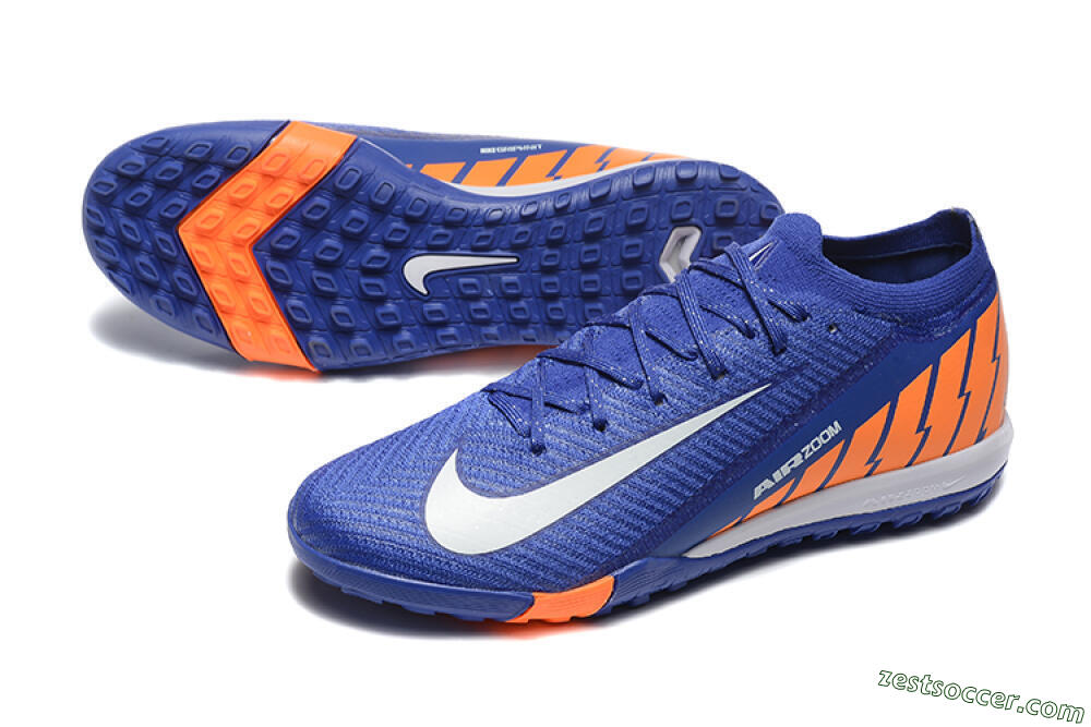 Nike Air Zoom Mercurial Vapor 16 Elite TF Low-Tops Soccer Shoes - Blue/White/Orange 3