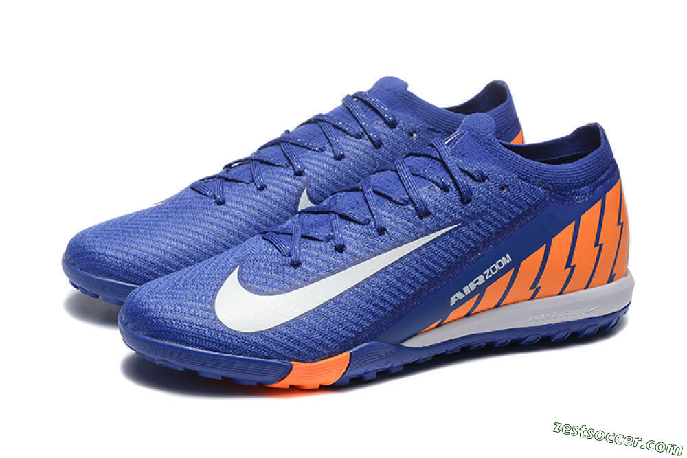 Nike Air Zoom Mercurial Vapor 16 Elite TF Low-Tops Soccer Shoes - Blue/White/Orange 5