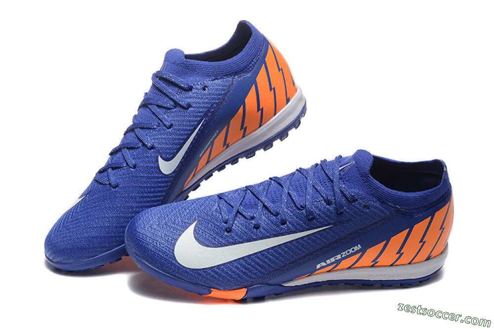 Nike Air Zoom Mercurial Vapor 16 Elite TF Low-Tops Soccer Shoes - Blue/White/Orange 6