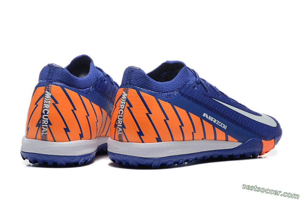 Nike Air Zoom Mercurial Vapor 16 Elite TF Low-Tops Soccer Shoes - Blue/White/Orange 9
