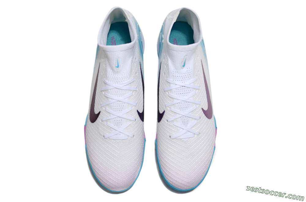 Nike Air Zoom Mercurial Superfly 10 Elite TF High-Tops Soccer Shoes - White/Purple/Blue 4