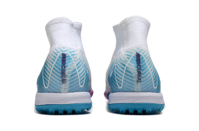 Nike Air Zoom Mercurial Superfly 10 Elite TF High-Tops Soccer Shoes - White/Purple/Blue