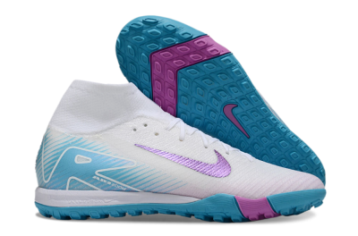 Nike Air Zoom Mercurial Superfly 10 Elite TF High-Tops Soccer Shoes - White/Purple/Blue