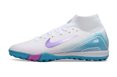 Nike Air Zoom Mercurial Superfly 10 Elite TF High-Tops Soccer Shoes - White/Purple/Blue