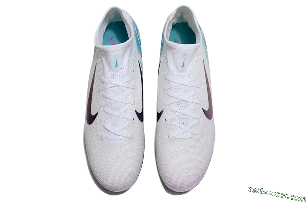 Nike Air Zoom Mercurial Superfly 10 Elite SG High-Tops Soccer Cleats - White/Purple/Blue 4