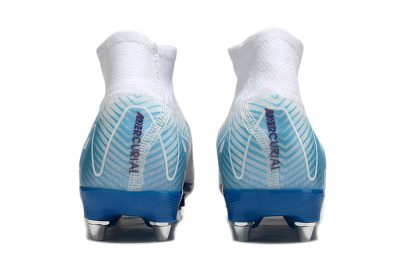 Nike Air Zoom Mercurial Superfly 10 Elite SG High-Tops Soccer Cleats - White/Purple/Blue