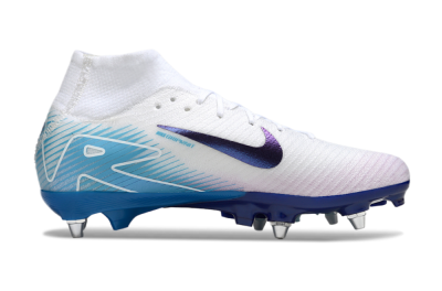 Nike Air Zoom Mercurial Superfly 10 Elite SG High-Tops Soccer Cleats - White/Purple/Blue