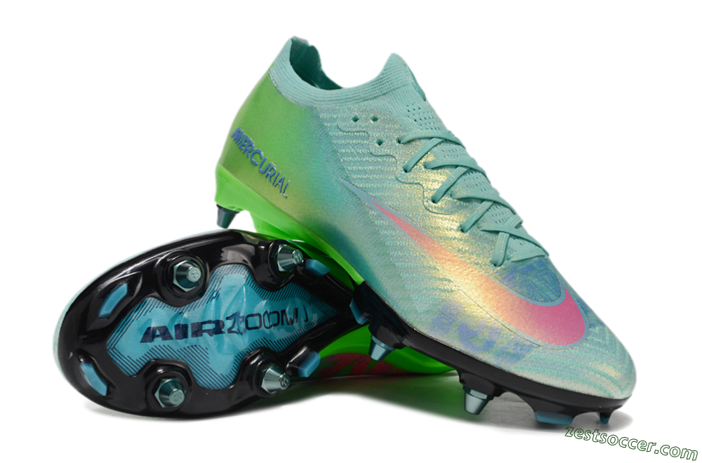Nike Air Zoom Mercurial Vapor 16 Elite SG Low-Tops Soccer Cleats - Jade/Pink/Blue 3