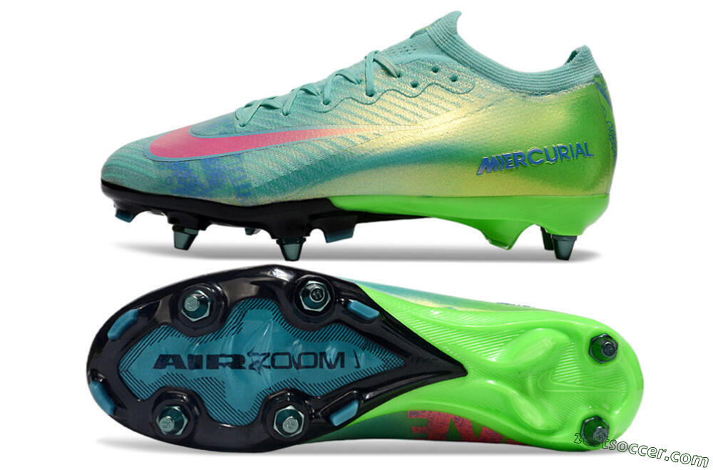 Nike Air Zoom Mercurial Vapor 16 Elite SG Low-Tops Soccer Cleats - Jade/Pink/Blue 1