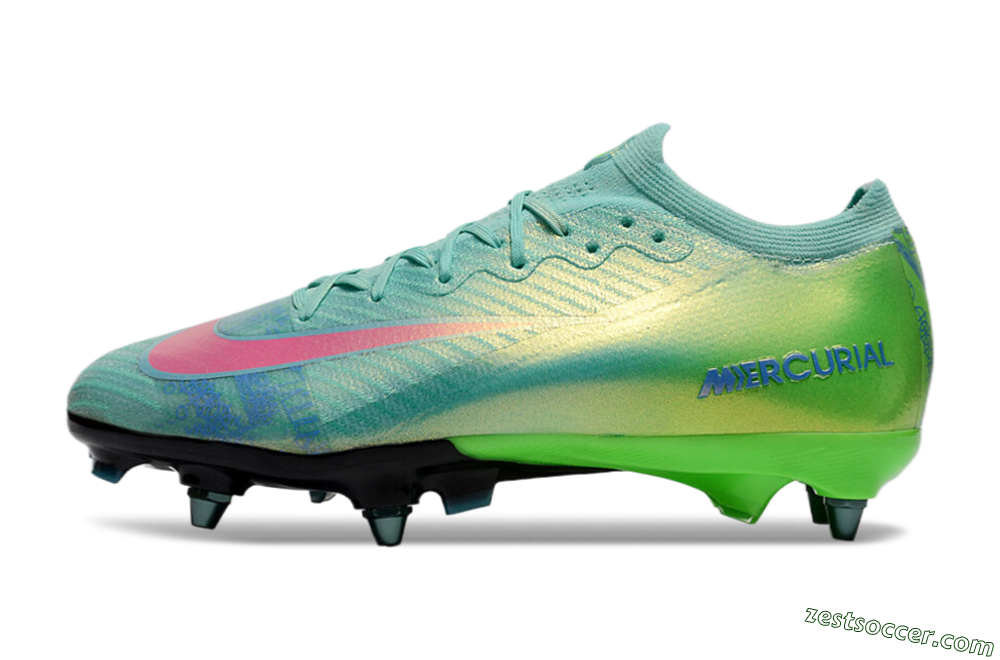 Nike Air Zoom Mercurial Vapor 16 Elite SG Low-Tops Soccer Cleats - Jade/Pink/Blue 2