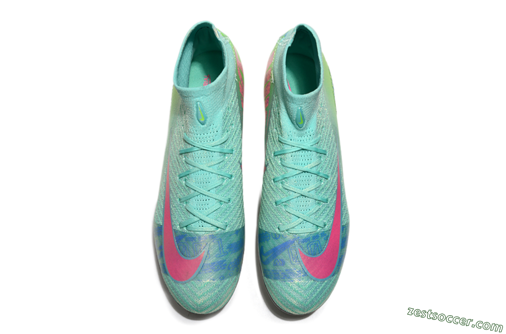 Nike Air Zoom Mercurial Superfly 10 Elite SG High-Tops Soccer Cleats - Jade/Pink/Blue 4