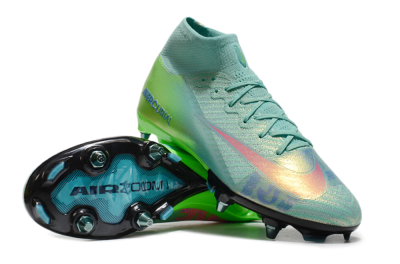 Nike Air Zoom Mercurial Superfly 10 Elite SG High-Tops Soccer Cleats - Jade/Pink/Blue