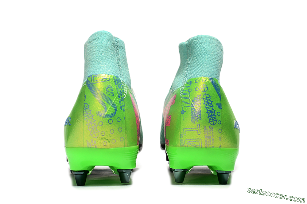 Nike Air Zoom Mercurial Superfly 10 Elite SG High-Tops Soccer Cleats - Jade/Pink/Blue 5