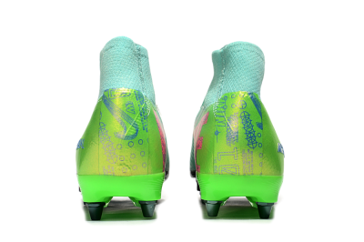 Nike Air Zoom Mercurial Superfly 10 Elite SG High-Tops Soccer Cleats - Jade/Pink/Blue