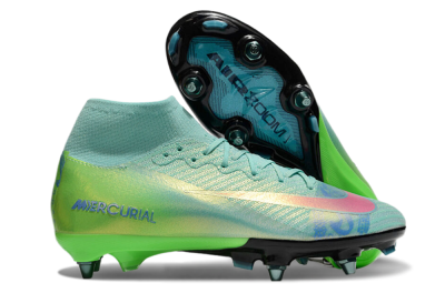 Nike Air Zoom Mercurial Superfly 10 Elite SG High-Tops Soccer Cleats - Jade/Pink/Blue