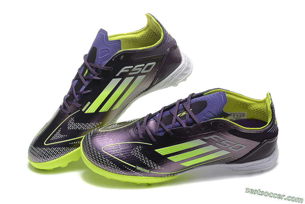Adidas F50 Pro TF Low-Tops Soccer Shoes - Purple/Yellow/White 3